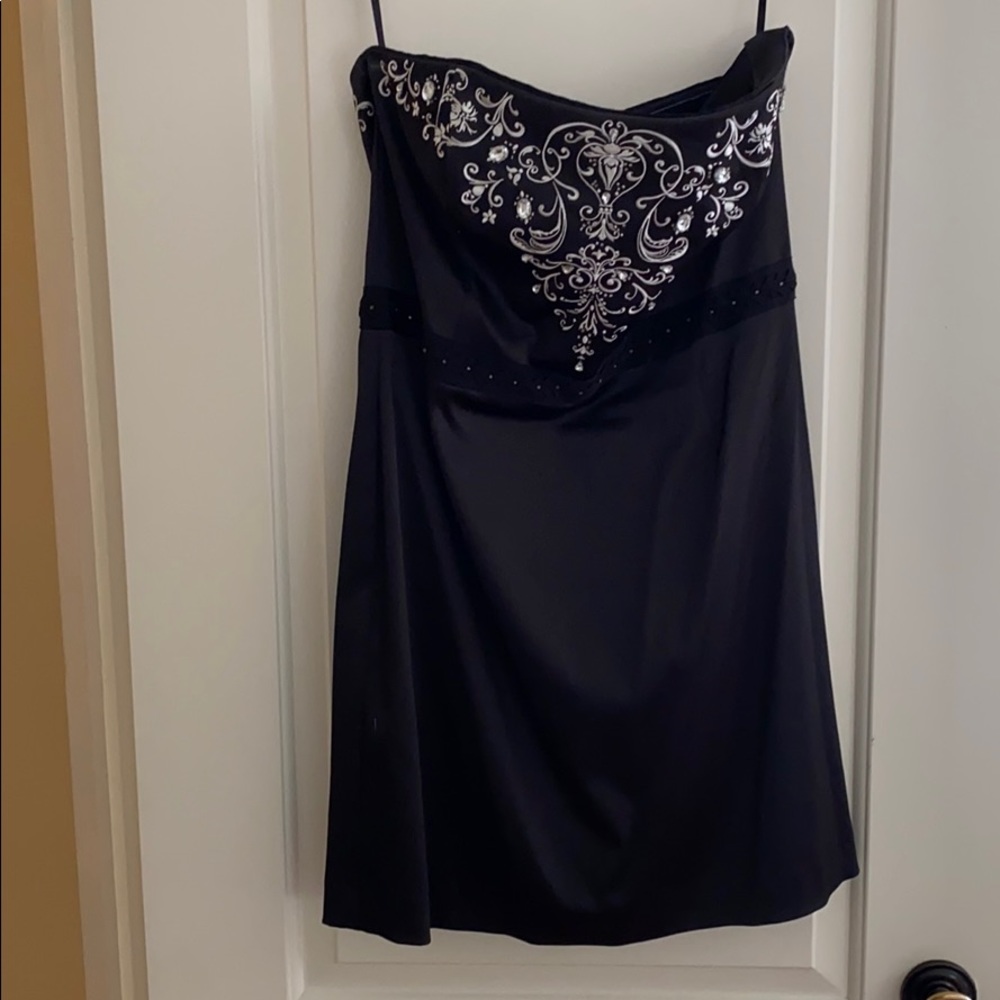 Black gem satin dress